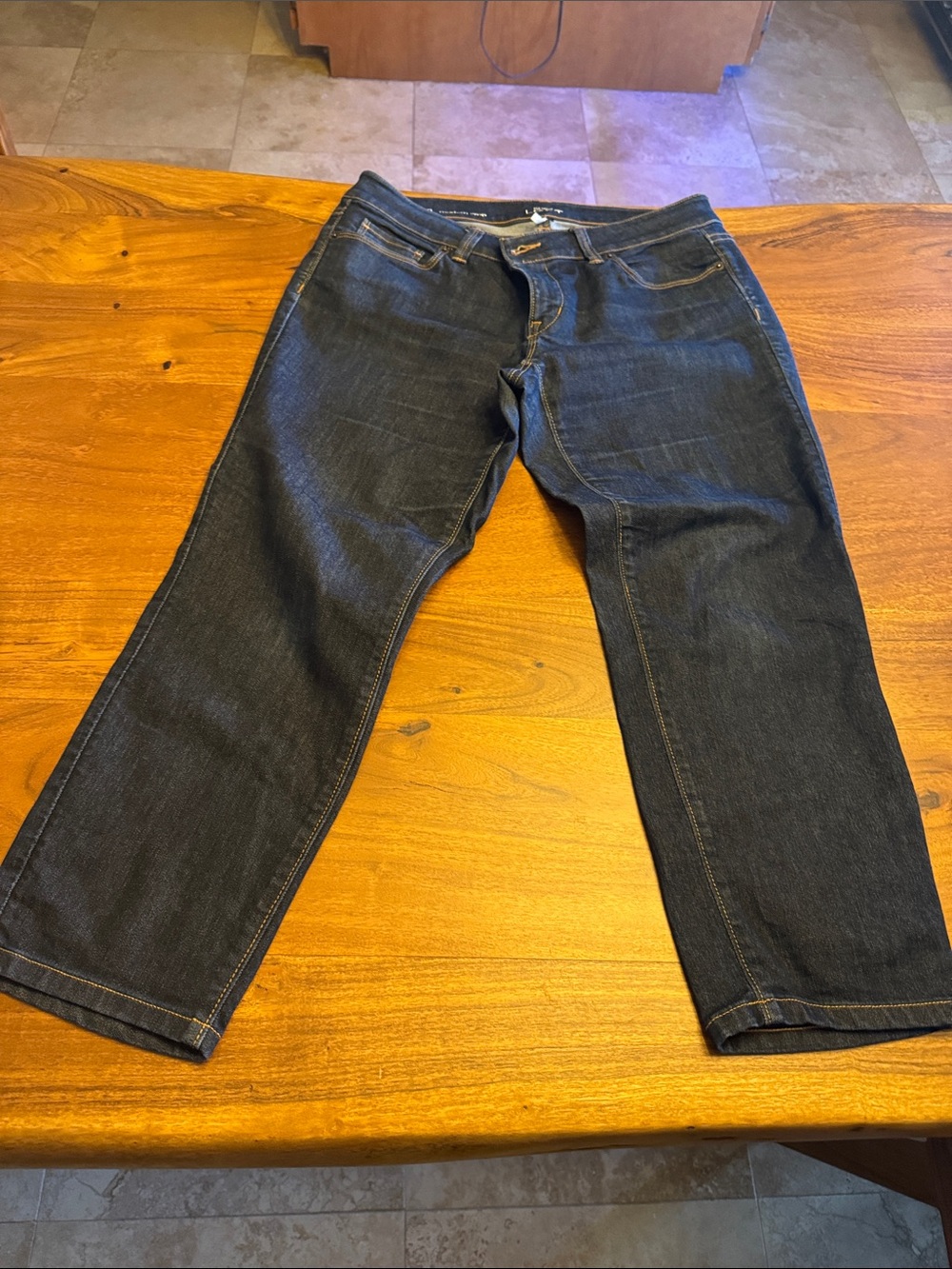 LOFT Womens Dark Indigo Relaxed Jeans